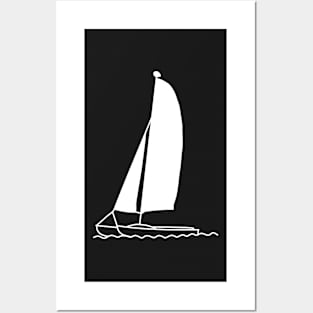 Catamaran on waves Posters and Art